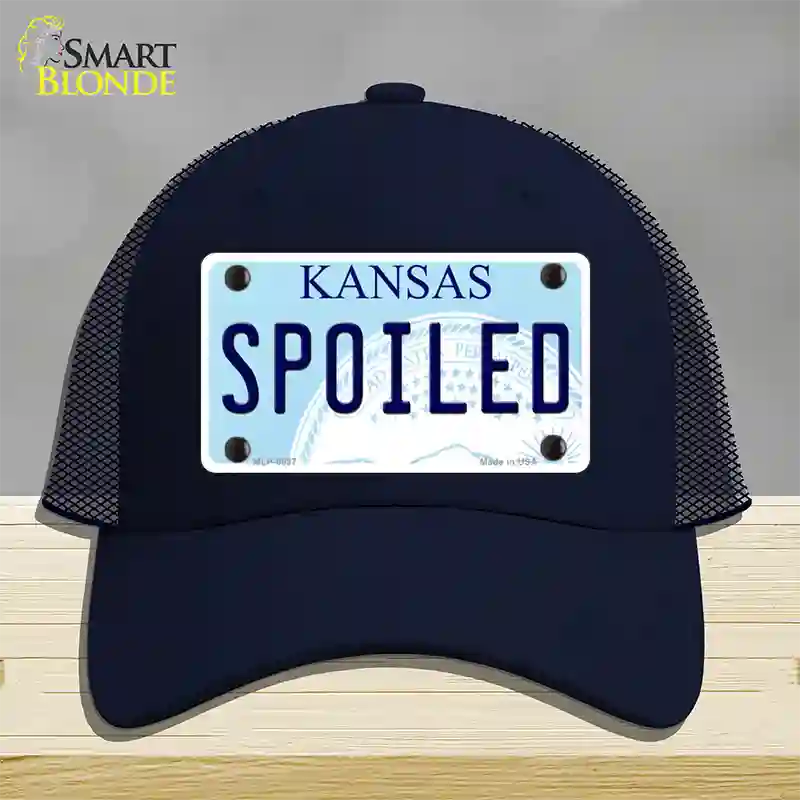 Spoiled Kansas Novelty License Plate Hat Mesh / Navy