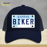 Biker Kansas Novelty License Plate Hat Mesh / Navy