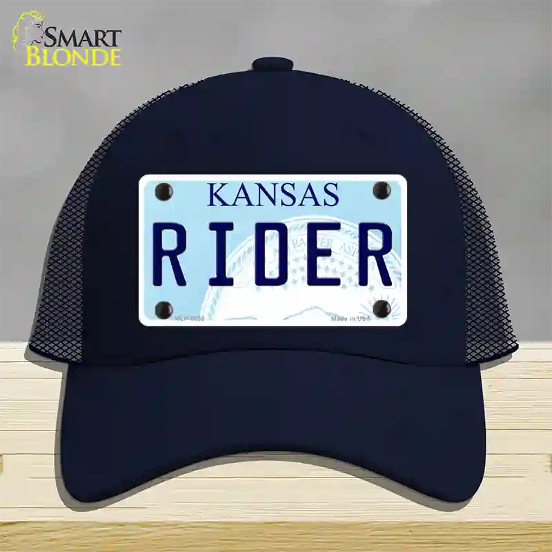 Rider Kansas Novelty License Plate Hat Mesh / Navy