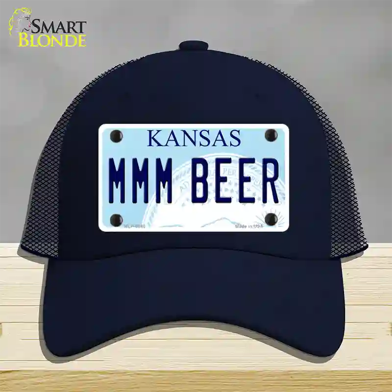 MMM Beer Kansas Novelty License Plate Hat Mesh / Navy