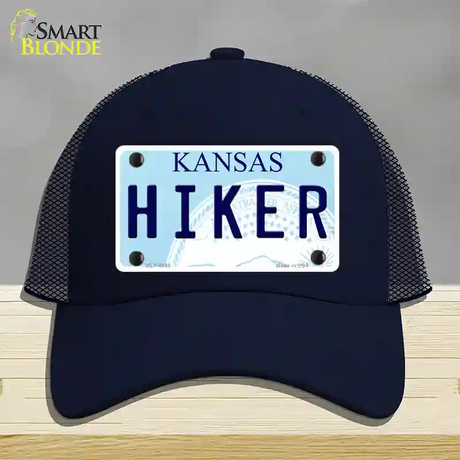 Hiker Kansas Novelty License Plate Hat Mesh / Navy