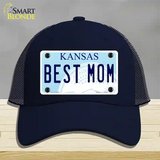 Best Mom Kansas Novelty License Plate Hat Mesh / Navy