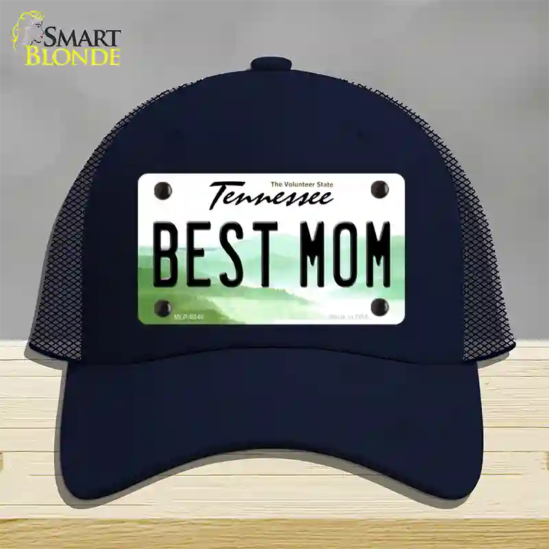 Best Mom Tennessee Novelty License Plate Hat Mesh / Navy