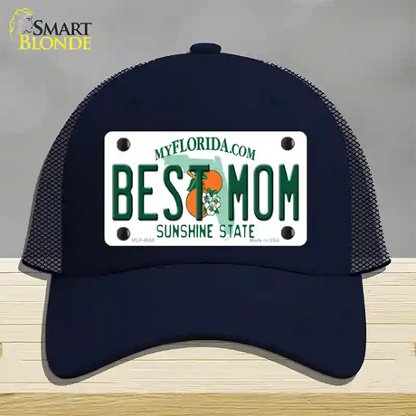 Best Mom Florida Novelty License Plate Hat Mesh / Navy