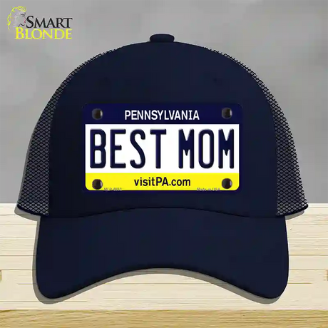 Best Mom Pennsylvania State Novelty License Plate Hat Mesh / Navy