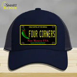 Four Corners Black New Mexico Novelty License Plate Hat Mesh / Navy