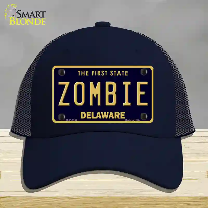 Zombie Delaware Novelty License Plate Hat Mesh / Navy