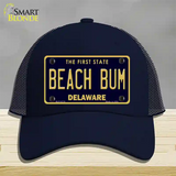 Beach Bum Delaware Novelty License Plate Hat Mesh / Navy