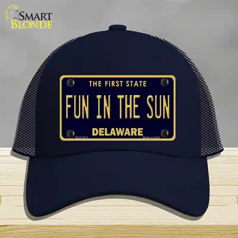 Fun In The Sun Delaware Novelty License Plate Hat Mesh / Navy