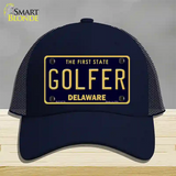 Golfer Delaware Novelty License Plate Hat Mesh / Navy