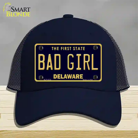 Bad Girl Delaware Novelty License Plate Hat Mesh / Navy