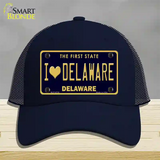 I Love Delaware Novelty License Plate Hat Mesh / Navy