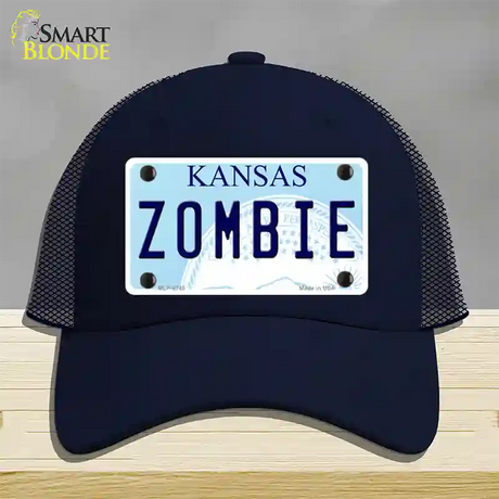 Zombie Kansas Novelty License Plate Hat Mesh / Navy