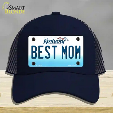 Best Mom Kentucky Novelty License Plate Hat Mesh / Navy