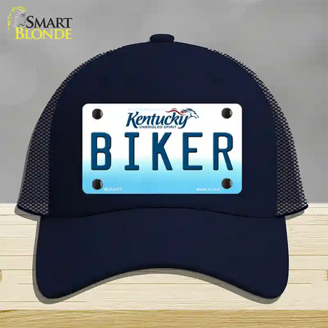 Biker Kentucky Novelty License Plate Hat Mesh / Navy