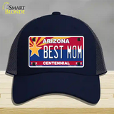 Arizona Centennial Best Mom Novelty License Plate Hat Mesh / Navy