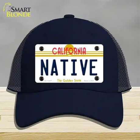 Native California Novelty License Plate Hat Mesh / Navy