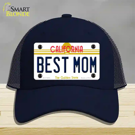 Best Mom California Novelty License Plate Hat Mesh / Navy