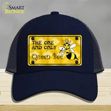 Queen Bee Yellow Novelty License Plate Hat Mesh / Navy