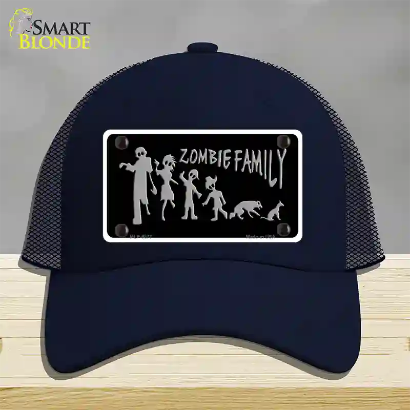 Zombie Family Black Novelty License Plate Hat Mesh / Navy