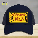 Warning Zombies Inside Novelty License Plate Hat Mesh / Navy