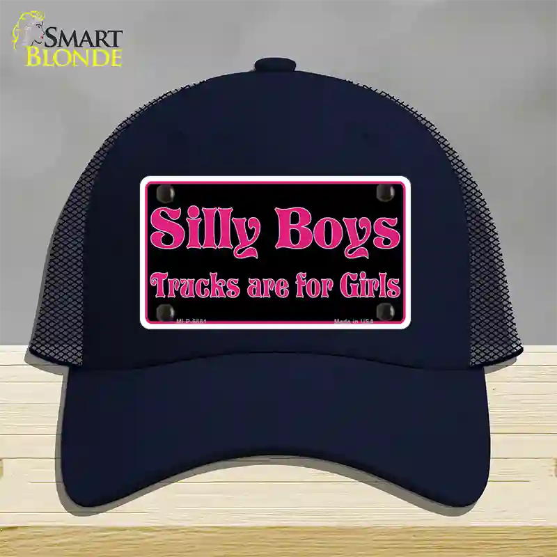 Silly Boys Trucks For Girls Novelty License Plate Hat Mesh / Navy