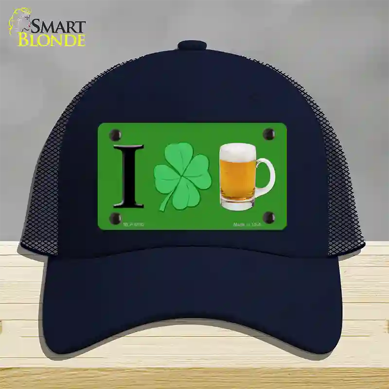 Shamrock Beer Novelty License Plate Hat Mesh / Navy