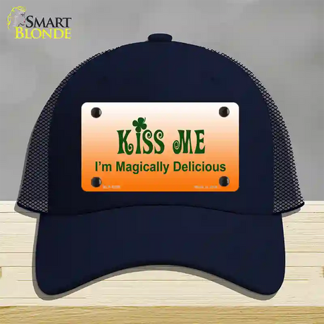 Kiss Me Novelty License Plate Hat Mesh / Navy