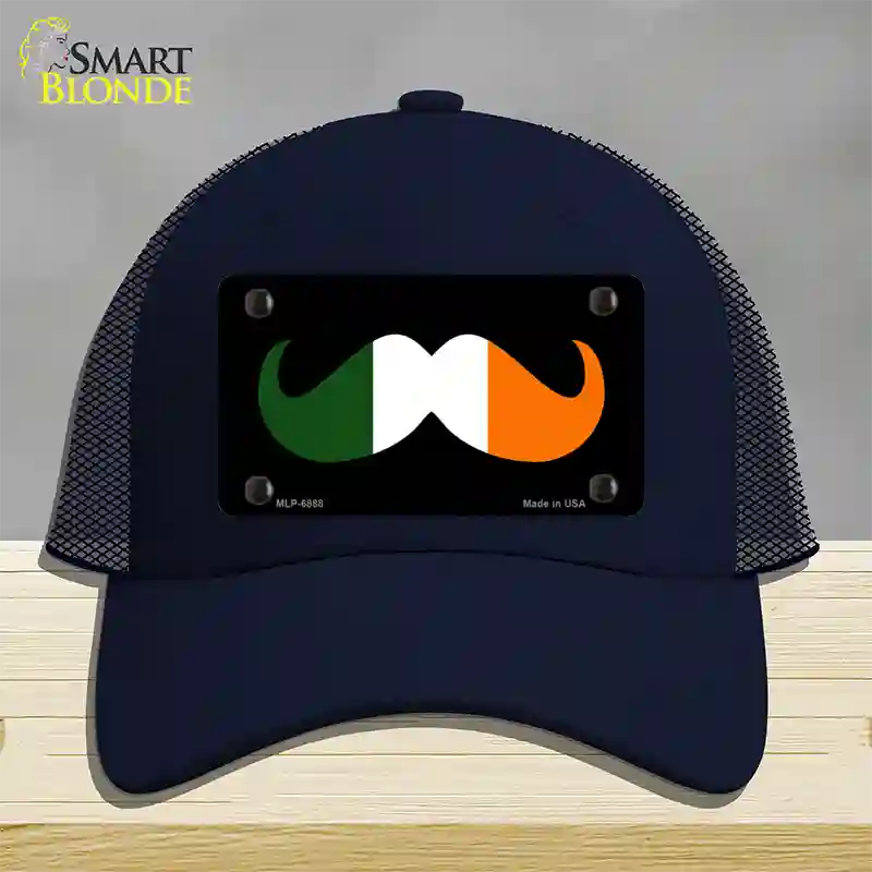 Irish Mustache Novelty License Plate Hat Mesh / Navy