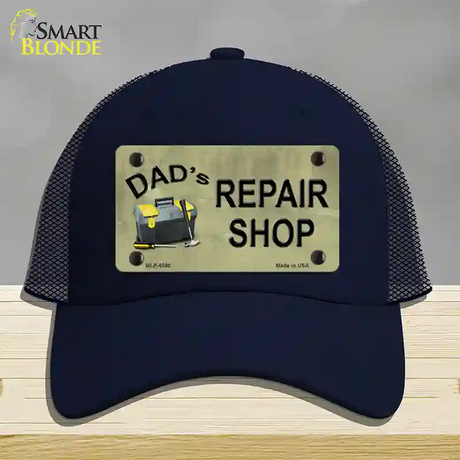 Dads Repair Shop Novelty License Plate Hat Mesh / Navy