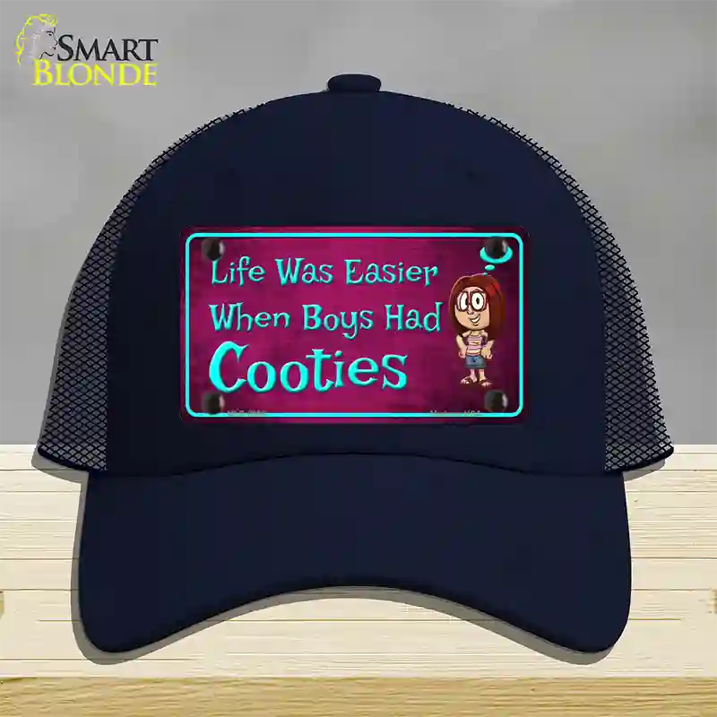 When Boys Had Cooties Novelty License Plate Hat Mesh / Navy