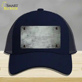 White Oil Rubbed Solid Novelty License Plate Hat Mesh / Navy