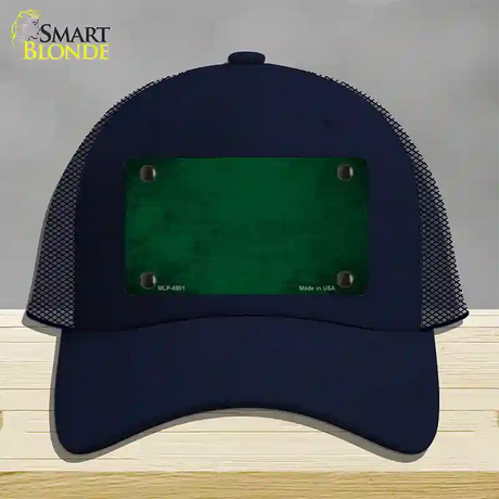 Green Oil Rubbed Solid Novelty License Plate Hat Mesh / Navy