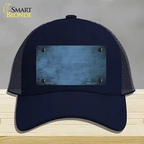 Light Blue Oil Rubbed Solid Novelty License Plate Hat Mesh / Navy