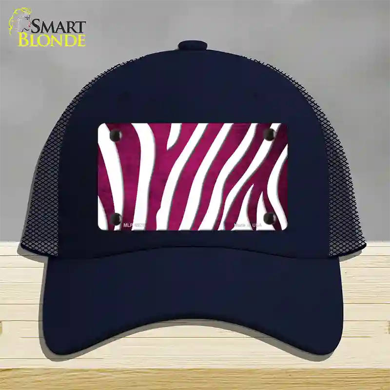 Pink White Zebra Oil Rubbed Novelty License Plate Hat Mesh / Navy