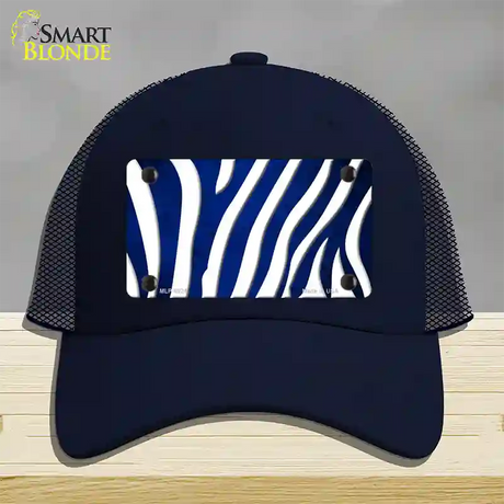 Blue White Zebra Oil Rubbed Novelty License Plate Hat Mesh / Navy