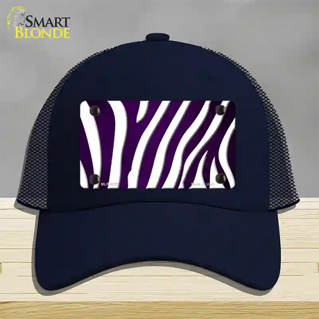 Purple White Zebra Oil Rubbed Novelty License Plate Hat Mesh / Navy