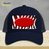 Red White Zebra Oval Oil Rubbed Novelty License Plate Hat Mesh / Navy