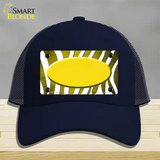 Yellow White Zebra Oval Oil Rubbed Novelty License Plate Hat Mesh / Navy