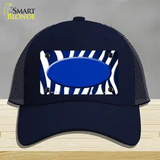 Blue White Zebra Oval Oil Rubbed Novelty License Plate Hat Mesh / Navy