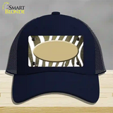 Gold White Zebra Oval Oil Rubbed Novelty License Plate Hat Mesh / Navy