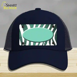 Mint White Zebra Oval Oil Rubbed Novelty License Plate Hat Mesh / Navy