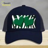 Green White Zebra Hearts Oil Rubbed Novelty License Plate Hat Mesh / Navy