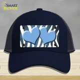 Light Blue White Zebra Hearts Oil Rubbed Novelty License Plate Hat Mesh / Navy