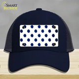 Blue White Dots Oil Rubbed Novelty License Plate Hat Mesh / Navy