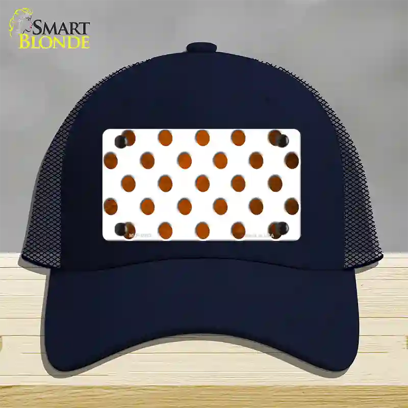 Orange White Dots Oil Rubbed Novelty License Plate Hat Mesh / Navy