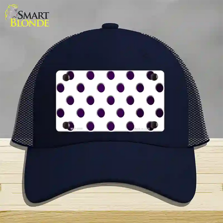 Purple White Dots Oil Rubbed Novelty License Plate Hat Mesh / Navy