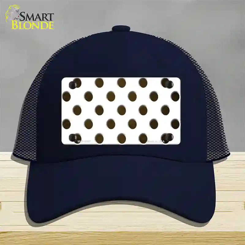 Brown White Dots Oil Rubbed Novelty License Plate Hat Mesh / Navy