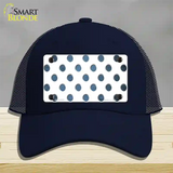 Light Blue White Dots Oil Rubbed Novelty License Plate Hat Mesh / Navy