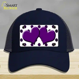 Purple White Dots Hearts Oil Rubbed Novelty License Plate Hat Mesh / Navy